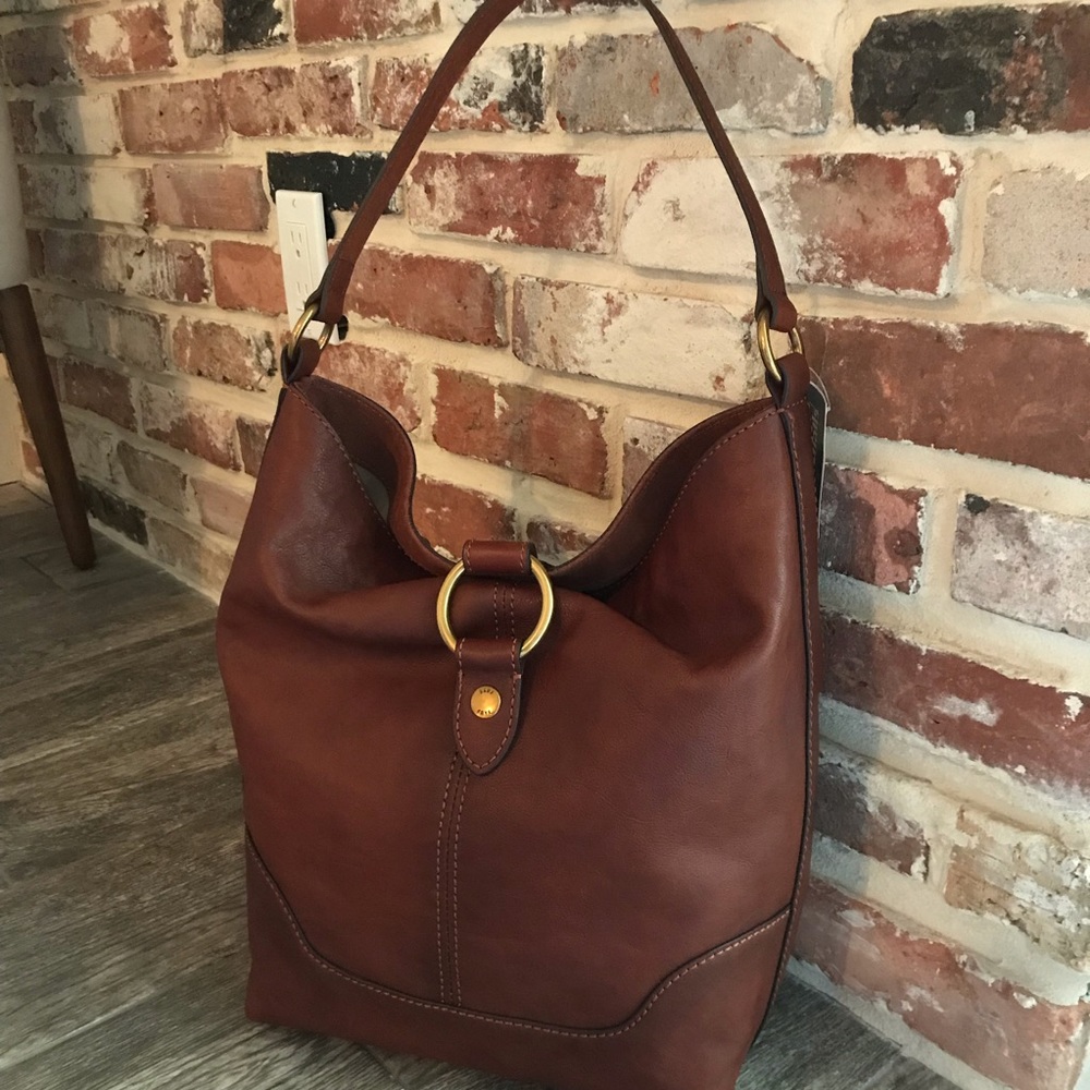 NWT Frye ring hobo Cognac tote purse leather bag